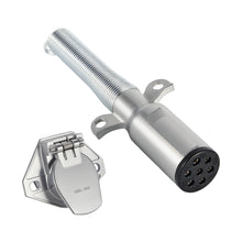 Laden Sie das Bild in den Galerie-Viewer, 7 Way Trailer Plug and 7 Pin Trailer Connector Socket Set, Heavy Duty 7 Pin Plug Round Trailer Connector with Cable Guard Zinc Die-Cast for Semi Truck Tractor Trailer