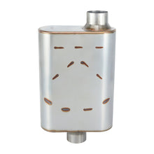 Laden Sie das Bild in den Galerie-Viewer, Universal Muffler 2.5" Inlet/Outlet 409 Stainless Steel Performance Muffler for Cars Trucks, Overall Length 17", Offset In | Center Out, Silver