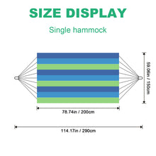 Laden Sie das Bild in den Galerie-Viewer, Double Hammock Comfortable for Hanging Sturdy 440lbs Capacity Hammock for Camping Outside Garden Outdoor Indoor Patio Backyard, Blue and Green