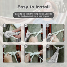 Laden Sie das Bild in den Galerie-Viewer, Double Hammock Comfortable for Hanging Sturdy 440lbs Capacity Hammock for Camping Outside Garden Outdoor Indoor Patio Backyard, Brown and White