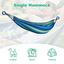 Laden Sie das Bild in den Galerie-Viewer, Double Hammock Comfortable for Hanging Sturdy 440lbs Capacity Hammock for Camping Outside Garden Outdoor Indoor Patio Backyard, Blue and Green