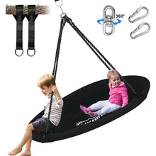 Laden Sie das Bild in den Galerie-Viewer, Hishine 43" Saucer Tree Swing for Kids, 360° Rotate Waterproof Flying Saucer Swing with Swivel, Hanging Straps, Adjustable Ropes, Round Mat Spinner Swing for Tree/Swing Set