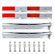 Laden Sie das Bild in den Galerie-Viewer, Mud Flap Hanger Set Stainless Steel Chromed Finish, 30" Length Rear Bar for Semi Trucks, 1-1/8" Bolt Spacing Spring Loaded Straight Mud with Reflective Tapes, 1-1/8" Bolt