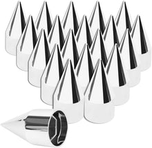 Laden Sie das Bild in den Galerie-Viewer, 33mm x 4 1/4" Chromed Spike Lug Nuts Covers Push on,ABS Chrome Plastic Caps Pointed Push-on Lug Nut Cover for Semi Trucks Trailers, Pack of 20/40/60 PCS