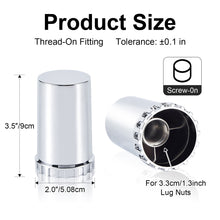 Load image into Gallery viewer, 33mm Lug Nut Covers Screw On, 33mm x 3 1/2 inch Chrome ABS Plastic Cylinder Nut Covers Thread On Lug Nut Covers Kits for Semi Trucks Trailers, 20/40/60 Pack