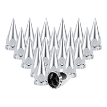 Load image into Gallery viewer, 33mm x 4 3/4" Chromed Spike Lug Nuts Covers Thread-On,ABS Chrome Plastic Caps Pointed Screw On Lug Nut Cover for Semi Trucks, Pack of 20/40/60 PCS