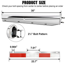 Laden Sie das Bild in den Galerie-Viewer, Stainless Steel Straight Spring Loaded Mud Flap Hanger Set 2-1/2" Bolt Spacing 30" Length with Aluminum Reflective Tapes Fit for Semi Trucks, 2.5" Bolt, 2 Pcs