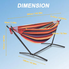 Laden Sie das Bild in den Galerie-Viewer, Double Hammock Comfortable with Stand for Hanging Sturdy 440lbs Capacity Hammock for Camping Outside Garden Outdoor Indoor Patio Backyard, Rainbow