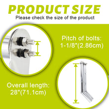 Load image into Gallery viewer, Stainless Steel Angled Spring Loaded Mud Flap Hanger Bracket Mudflap Holder Set, 28" Length Rear Bar for Semi Trucks, 1-1/8" Bolt Spacing Mud, Silver