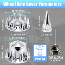 Load image into Gallery viewer, ABS Chrome Plastic Front Axle and Rear Cover Kits with 33mm Push-on Flange Nut Covers for Semi Trucks in Pairs, Spiked, 2+4 Set