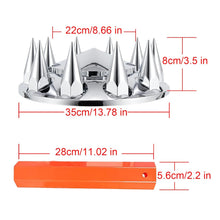 Laden Sie das Bild in den Galerie-Viewer, ABS Chrome Plastic Front Axle Cover Kits with 33mm Thread-on Flange Nut Covers for Semi Trucks in Pairs (Spiked, 2 Set)