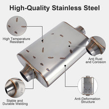 Load image into Gallery viewer, Universal Muffler Single 409 Stainless Steel Performance Muffler for Cars Trucks, 2.5" Inlet/Outlet/3" Inlet/Outlet, Overall Length 17"