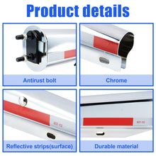 Load image into Gallery viewer, Mud Flap Hanger Set Carbon Steel Chromed Finish, 30" Length Rear Bar for Semi Trucks, 1-1/8" - 2.5" Bolt Spacing Spring Loaded Straight Mud with Reflective Tapes