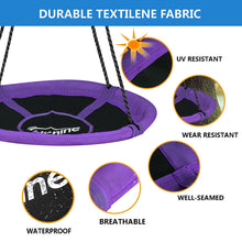 Laden Sie das Bild in den Galerie-Viewer, Hishine 43" Saucer Tree Swing for Kids, 360° Rotate Waterproof Flying Saucer Swing with Swivel, Hanging Straps, Adjustable Ropes, Round Mat Spinner Swing for Tree/Swing Set