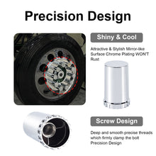 Load image into Gallery viewer, 33mm Lug Nut Covers Screw On, 33mm x 3 1/2 inch Chrome ABS Plastic Cylinder Nut Covers Thread On Lug Nut Covers Kits for Semi Trucks Trailers, 20/40/60 Pack