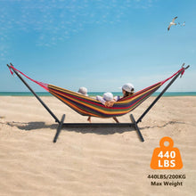 Laden Sie das Bild in den Galerie-Viewer, Hammock Stand Adjustable, Portable Hammock Stand Heavy-Duty Anti-Slip, 440-Pound Capacity for Garden Patio Men Backyard Women Children, Black