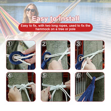 Laden Sie das Bild in den Galerie-Viewer, Double Hammock Comfortable for Hanging Sturdy 440lbs Capacity Hammock for Camping Outside Garden Outdoor Indoor Patio Backyard, Blue