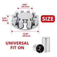 Laden Sie das Bild in den Galerie-Viewer, Front Axle Cover Kits Chrome ABS Plastic with 33mm Thread-on Flange Nut Covers for Semi Trucks in Pairs, 2 Set