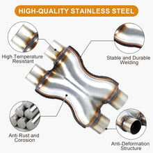 Laden Sie das Bild in den Galerie-Viewer, Exhaust X Pipe, Universal 2.25”/2.5“/3" Dual Inlet/Outlet Stainless Steel Crossover X Pipe 12" Long
