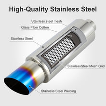 Load image into Gallery viewer, Exhaust Muffler Universal Stainless Steel Muffler Tip Straight-Through Performance for Cars Trucks, 2" Inlet/3" Outlet, Overall Length 15", Titanium Burnt Tip