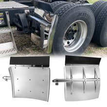 Load image into Gallery viewer, Quarter Fenders Set with Tube 24" x 24"/27”, Deluxe Stainless Steel, Triangle Bracket and Mounting Hardware Included, Right Left, Fit for Semi Truck Universal Fit