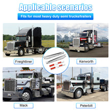 Laden Sie das Bild in den Galerie-Viewer, Stainless Steel Straight Spring Loaded Mud Flap Hanger Set 2-1/2" Bolt Spacing 30" Length with Aluminum Reflective Tapes Fit for Semi Trucks, 2.5" Bolt, 2 Pcs