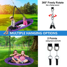 Laden Sie das Bild in den Galerie-Viewer, Hishine 43" Saucer Tree Swing for Kids, 360° Rotate Waterproof Flying Saucer Swing with Swivel, Hanging Straps, Adjustable Ropes, Round Mat Spinner Swing for Tree/Swing Set