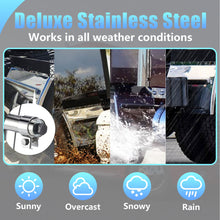 Load image into Gallery viewer, Quarter Fenders Set with Tube 24" x 24"/27“, Deluxe Stainless Steel, Triangle Bracket and Mounting Hardware Included, Right Left, Fit for Semi Truck