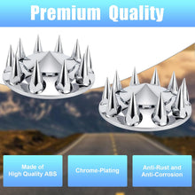 Laden Sie das Bild in den Galerie-Viewer, ABS Chrome Plastic Front Axle Cover Kits with 33mm Push-on Flange Nut Covers for Semi Trucks in Pairs, Spiked, 2 Set