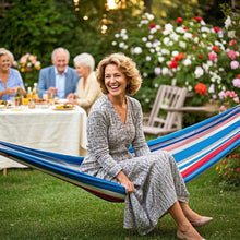 Laden Sie das Bild in den Galerie-Viewer, Double Hammock Comfortable for Hanging Sturdy 440lbs Capacity Hammock for Camping Outside Garden Outdoor Indoor Patio Backyard, Blue