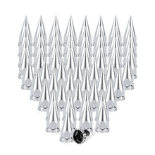 Load image into Gallery viewer, 33mm x 4 3/4" Chromed Spike Lug Nuts Covers Thread-On,ABS Chrome Plastic Caps Pointed Screw On Lug Nut Cover for Semi Trucks, Pack of 20/40/60 PCS