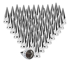 Laden Sie das Bild in den Galerie-Viewer, 33mm x 4 3/4" Chromed Spike Lug Nuts Covers Push on,ABS Chrome Plastic Caps Pointed Push-on Lug Nut Cover for Semi Trucks Trailers, Pack of 20/40/60 PCS