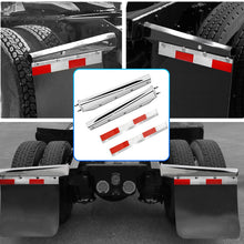 Laden Sie das Bild in den Galerie-Viewer, Stainless Steel Straight Spring Loaded Mud Flap Hanger Set 2-1/2" Bolt Spacing 30" Length with Aluminum Reflective Tapes Fit for Semi Trucks, 2.5" Bolt, 2 Pcs
