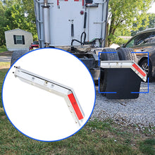 Laden Sie das Bild in den Galerie-Viewer, Chrome Angled Spring Loaded Mud Flap Hanger Bracket Mudflap Holder Set with Conspicuity Tape, 30" Length Rear Bar for Semi Trucks, 1-1/8" - 2.5" Bolt Spacing Mud with Reflective Tapes, Silver
