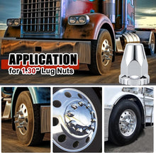 Laden Sie das Bild in den Galerie-Viewer, 33mm x 2 7/8" Lug Nut Covers Push-On Standard, ABS Chrome Plastic Lug Nut Cover for Semi Trucks Trailers, 20/40/60 Pack