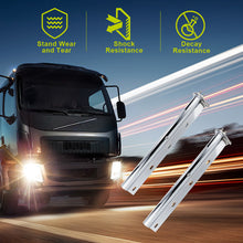 Laden Sie das Bild in den Galerie-Viewer, Mud Flap Hanger Set Stainless Steel Chromed Finish, 30" Length Rear Bar for Semi Trucks, 1-1/8" Bolt Spacing Spring Loaded Straight Mud with Reflective Tapes, 1-1/8" Bolt