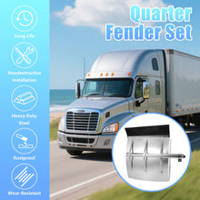 Load image into Gallery viewer, Quarter Fenders Set with Tube 24" x 24"/27”, Deluxe Stainless Steel, Triangle Bracket and Mounting Hardware Included, Right Left, Fit for Semi Truck Universal Fit