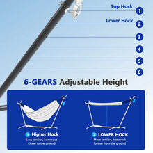 Laden Sie das Bild in den Galerie-Viewer, Double Hammock Comfortable with Stand for Hanging Sturdy 440lbs Capacity Hammock for Camping Outside Garden Outdoor Indoor Patio Backyard, Black and White