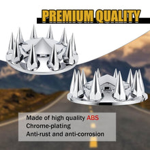 Laden Sie das Bild in den Galerie-Viewer, ABS Chrome Plastic Front Axle Cover Kits with 33mm Thread-on Flange Nut Covers for Semi Trucks in Pairs (Spiked, 2 Set)