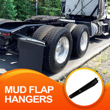 Load image into Gallery viewer, Mud Flap Hanger Set Carbon Steel Black Coated Finish, 30" Length Rear Bar for Semi Trucks, 1-1/8" - 2.5" Bolt Spacing Spring Loaded Straight Mud, Black