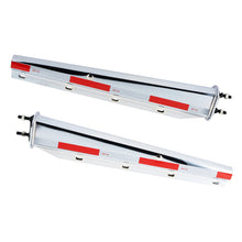 Load image into Gallery viewer, Mud Flap Hanger Set Carbon Steel Chromed Finish, 30" Length Rear Bar for Semi Trucks, 1-1/8" - 2.5" Bolt Spacing Spring Loaded Straight Mud with Reflective Tapes