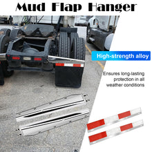 Laden Sie das Bild in den Galerie-Viewer, Stainless Steel Straight Spring Loaded Mud Flap Hanger Set 2-1/2" Bolt Spacing 30" Length with Aluminum Reflective Tapes Fit for Semi Trucks, 2.5" Bolt, 2 Pcs
