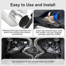 Load image into Gallery viewer, Exhaust Muffler Universal Stainless Steel Muffler Tip Straight-Through Performance for Cars Trucks, 2" Inlet/3" Outlet, Overall Length 15", Titanium Burnt Tip