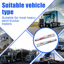 Load image into Gallery viewer, Mud Flap Hanger Set Carbon Steel Chromed Finish, 30" Length Rear Bar for Semi Trucks, 1-1/8" - 2.5" Bolt Spacing Spring Loaded Straight Mud with Reflective Tapes