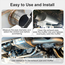 Laden Sie das Bild in den Galerie-Viewer, Universal Muffler 2.5" Inlet/Outlet 409 Stainless Steel Performance Muffler for Cars Trucks, Overall Length 17", Offset In | Center Out, Silver