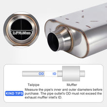 Load image into Gallery viewer, Universal Muffler Single 409 Stainless Steel Performance Muffler for Cars Trucks, 2.5" Inlet/Outlet/3" Inlet/Outlet, Overall Length 17"