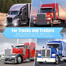 Laden Sie das Bild in den Galerie-Viewer, ABS Chrome Plastic Front Axle Cover Kits with 33mm Push-on Flange Nut Covers for Semi Trucks in Pairs, Spiked, 2 Set