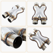Laden Sie das Bild in den Galerie-Viewer, Exhaust X Pipe, Universal 2.25”/2.5“/3" Dual Inlet/Outlet Stainless Steel Crossover X Pipe 12" Long