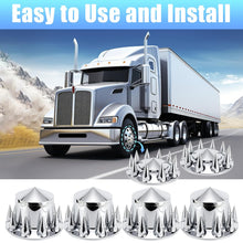 Load image into Gallery viewer, ABS Chrome Plastic Front Axle and Rear Cover Kits with 33mm Push-on Flange Nut Covers for Semi Trucks in Pairs, Spiked, 2+4 Set
