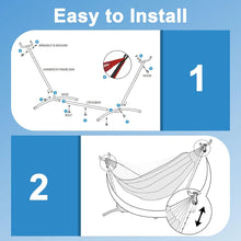 Laden Sie das Bild in den Galerie-Viewer, Double Hammock Comfortable with Stand for Hanging Sturdy 440lbs Capacity Hammock for Camping Outside Garden Outdoor Indoor Patio Backyard, Blue